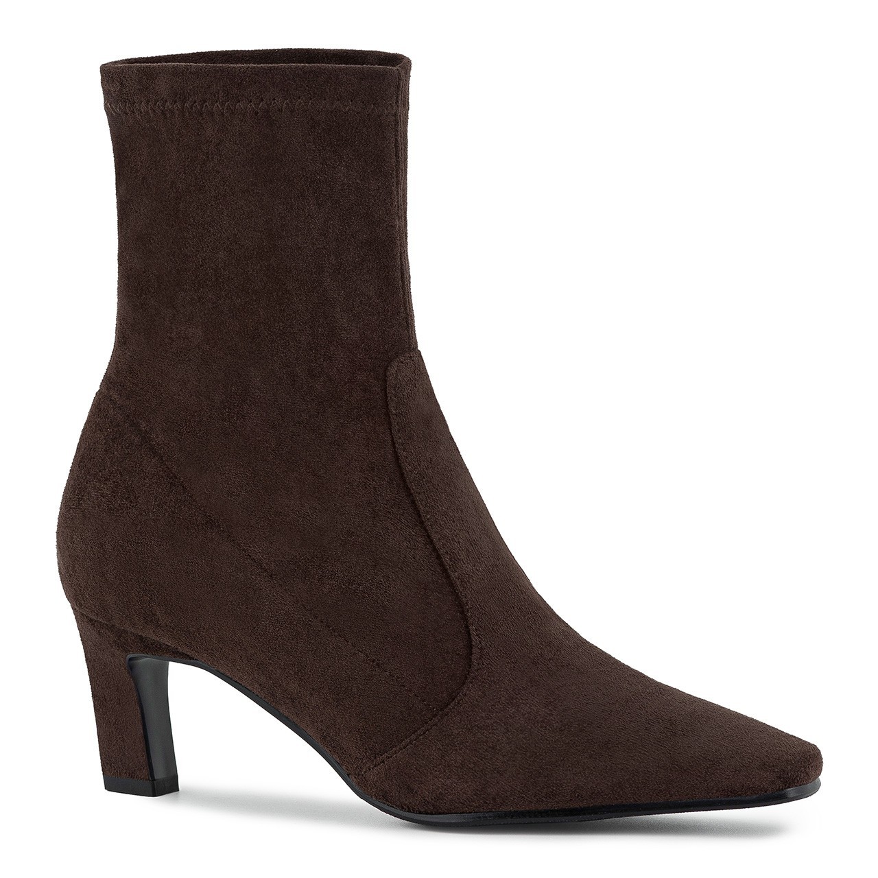 Brown ankle boots with a fitted upper and a low heel